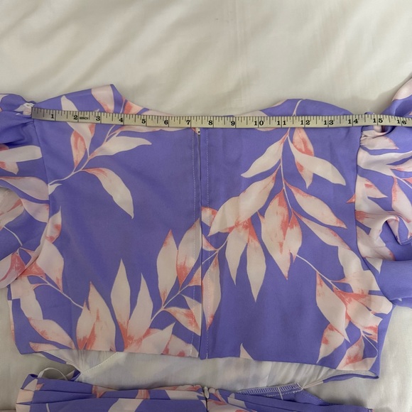 Purple pink asymmetrical hem with ruffles cutout maxi dress - Picture 9 of 11